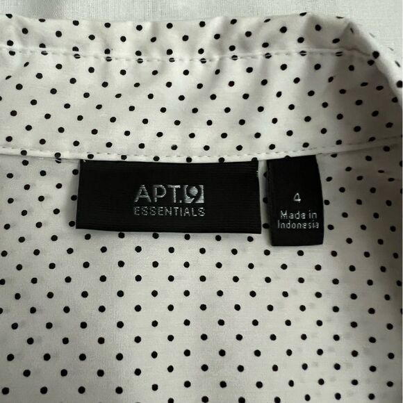 Apt.9 White & Black Polka Dot Long Sleeve Button-Up Collared Shirt 4 - Picture 4 of 5